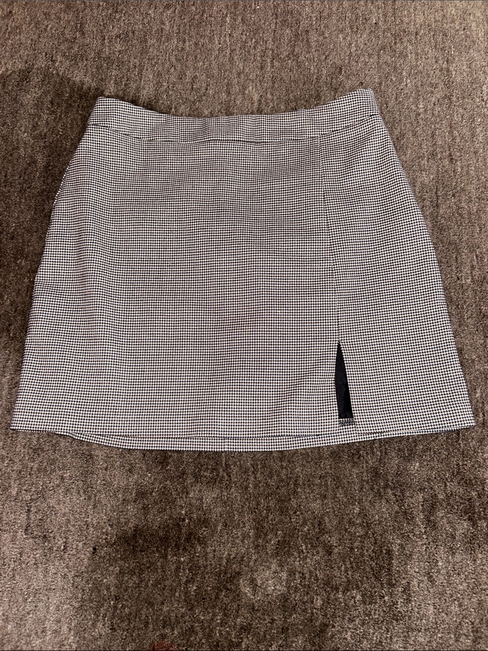 New Look Blue and Brown Check Mini Skirt with Side Slit